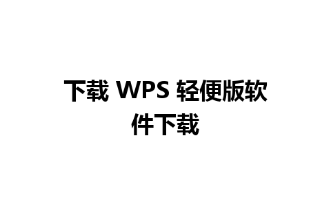 下载 WPS 轻便版软件下载