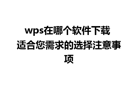 wps在哪个软件下载 适合您需求的选择注意事项