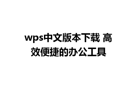 wps中文版本下载 高效便捷的办公工具