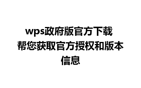 wps政府版官方下载 帮您获取官方授权和版本信息