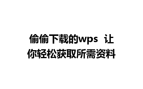 偷偷下载的wps  让你轻松获取所需资料