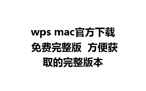 wps mac官方下载 免费完整版  方便获取的完整版本