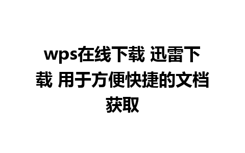 wps在线下载 迅雷下载 用于方便快捷的文档获取