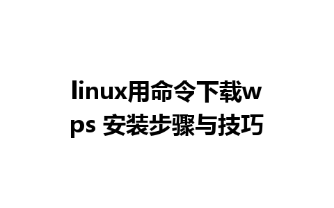 linux用命令下载wps 安装步骤与技巧