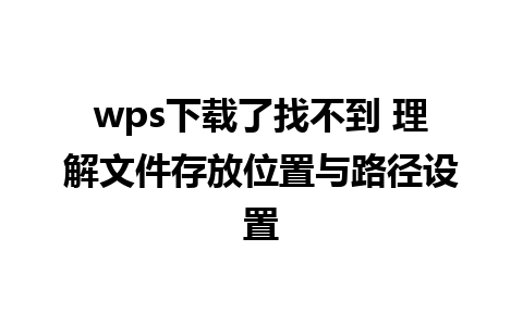 wps下载了找不到 理解文件存放位置与路径设置