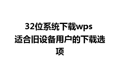 32位系统下载wps 适合旧设备用户的下载选项