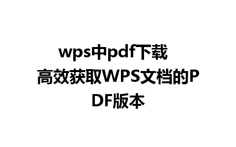 wps中pdf下载  高效获取WPS文档的PDF版本