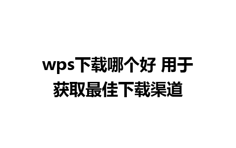 wps下载哪个好 用于获取最佳下载渠道