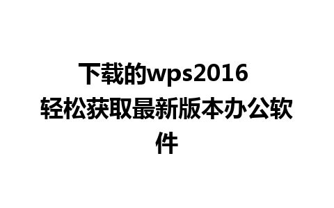 下载的wps2016 轻松获取最新版本办公软件