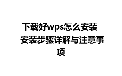 下载好wps怎么安装  安装步骤详解与注意事项