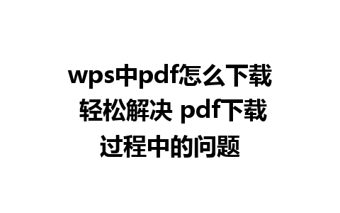 wps中pdf怎么下载 轻松解决 pdf下载过程中的问题