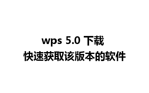 wps 5.0 下载 快速获取该版本的软件