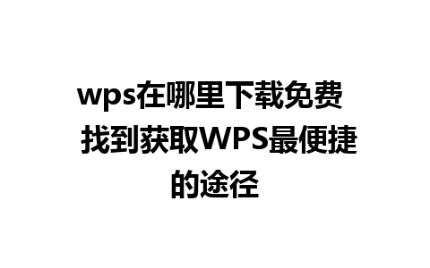 wps在哪里下载免费  找到获取WPS最便捷的途径