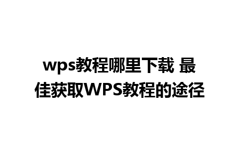 wps教程哪里下载 最佳获取WPS教程的途径