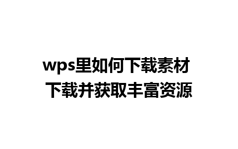 wps里如何下载素材 下载并获取丰富资源