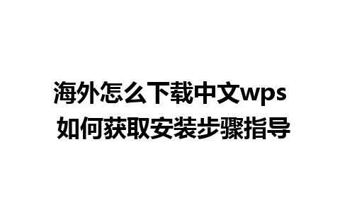 海外怎么下载中文wps 如何获取安装步骤指导