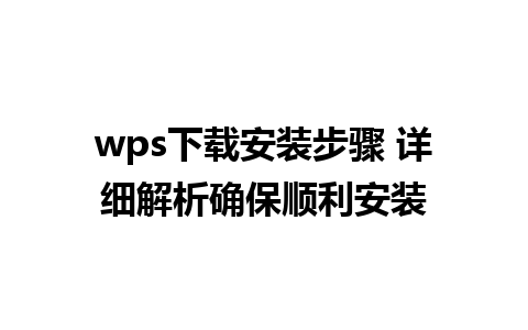 wps下载安装步骤 详细解析确保顺利安装