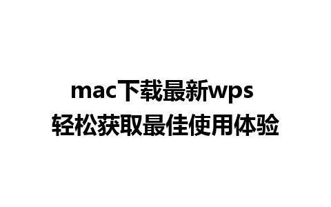 mac下载最新wps 轻松获取最佳使用体验