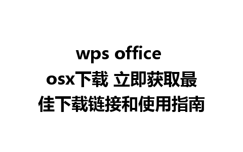 wps office osx下载 立即获取最佳下载链接和使用指南