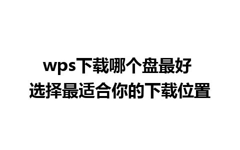 wps下载哪个盘最好 选择最适合你的下载位置