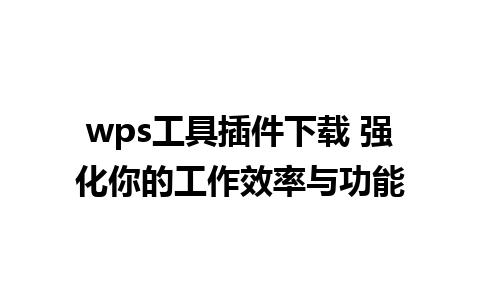 wps工具插件下载 强化你的工作效率与功能