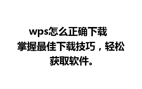 wps怎么正确下载  掌握最佳下载技巧，轻松获取软件。