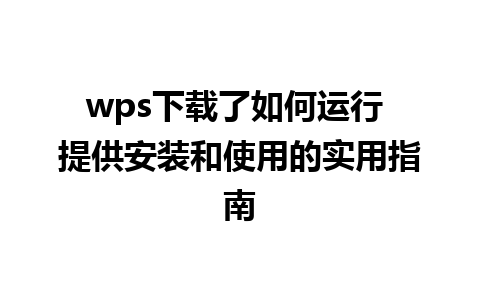 wps下载了如何运行 提供安装和使用的实用指南