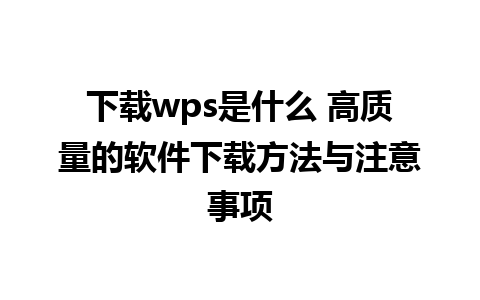 下载wps是什么 高质量的软件下载方法与注意事项