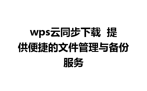 wps云同步下载  提供便捷的文件管理与备份服务