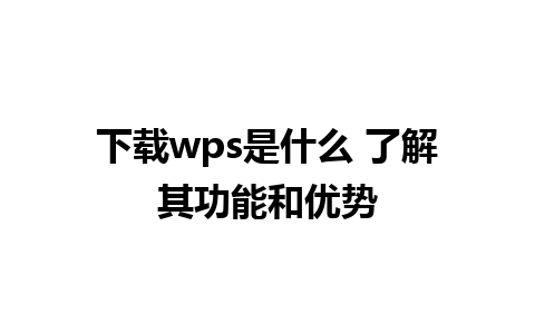 下载wps是什么 了解其功能和优势