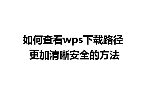 如何查看wps下载路径 更加清晰安全的方法