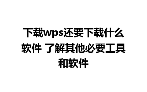 下载wps还要下载什么软件 了解其他必要工具和软件