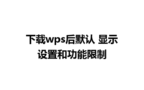 下载wps后默认 显示设置和功能限制