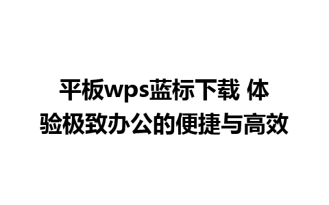 平板wps蓝标下载 体验极致办公的便捷与高效