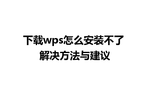 下载wps怎么安装不了 解决方法与建议