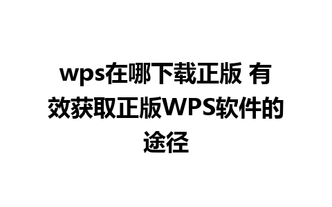 wps在哪下载正版 有效获取正版WPS软件的途径