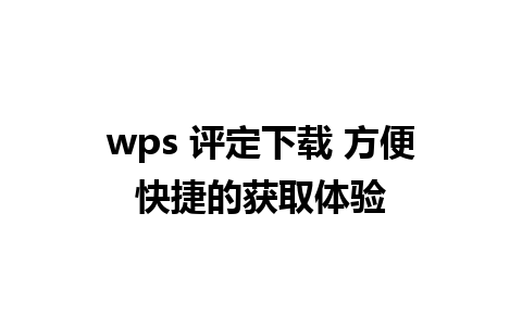 wps 评定下载 方便快捷的获取体验