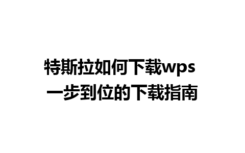 特斯拉如何下载wps 一步到位的下载指南