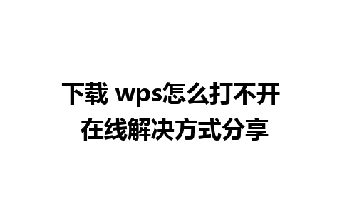 下载 wps怎么打不开 在线解决方式分享