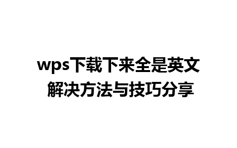 wps下载下来全是英文 解决方法与技巧分享