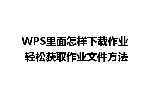 WPS里面怎样下载作业 轻松获取作业文件方法