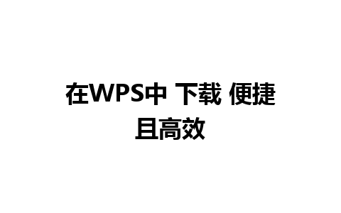 在WPS中 下载 便捷且高效 