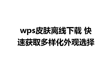 wps皮肤离线下载 快速获取多样化外观选择