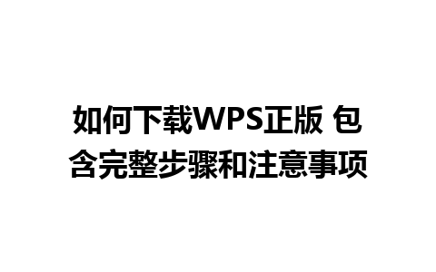 如何下载WPS正版 包含完整步骤和注意事项