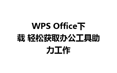 WPS Office下载 轻松获取办公工具助力工作