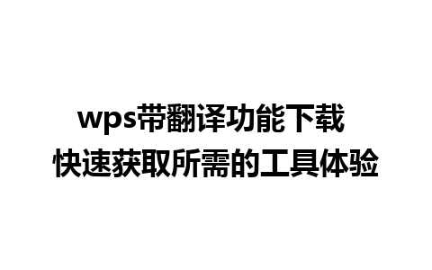 wps带翻译功能下载 快速获取所需的工具体验