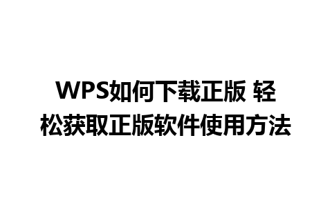 WPS如何下载正版 轻松获取正版软件使用方法