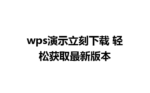 wps演示立刻下载 轻松获取最新版本