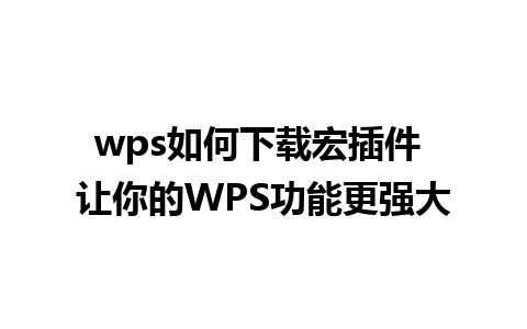 wps如何下载宏插件 让你的WPS功能更强大