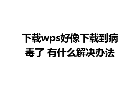 下载wps好像下载到病毒了 有什么解决办法